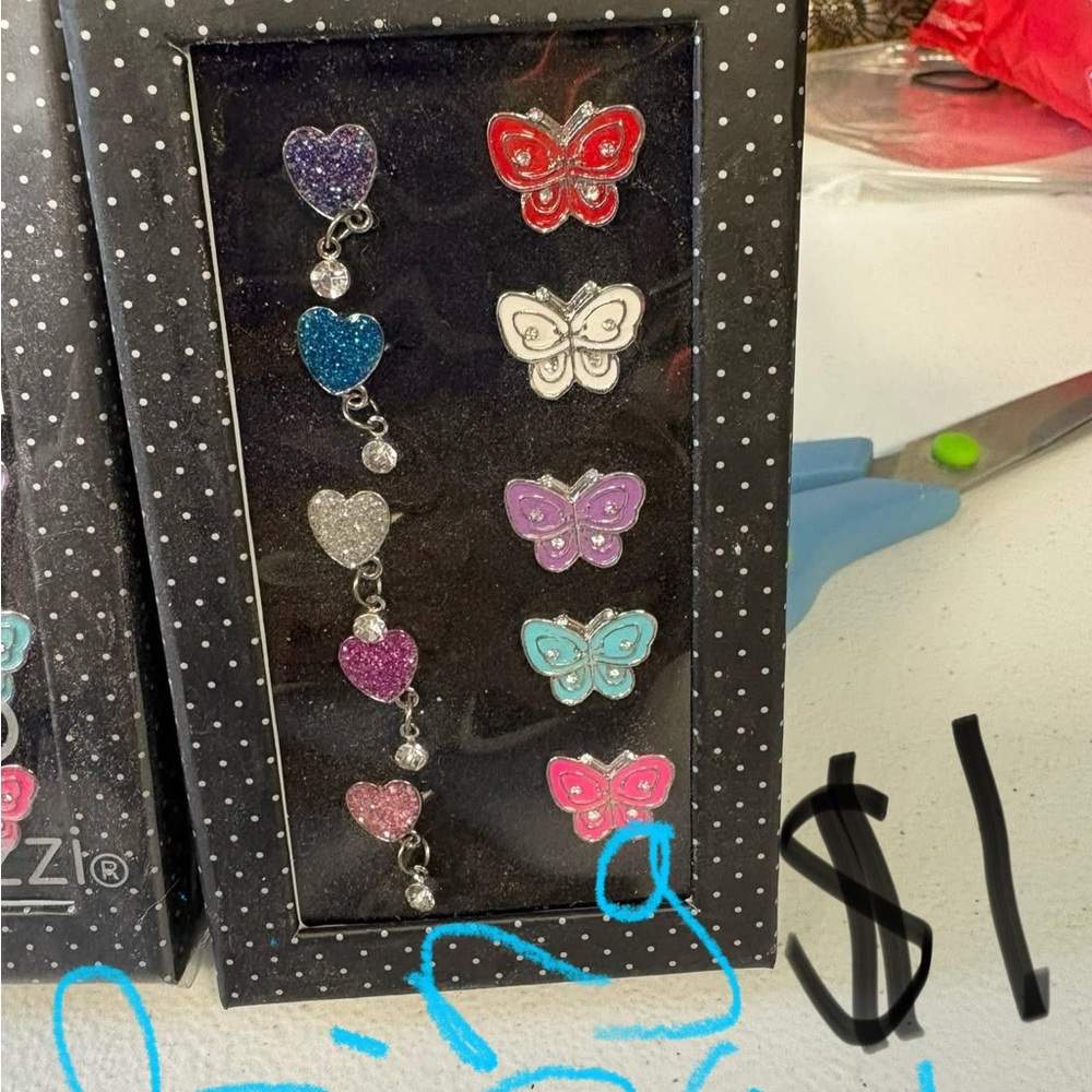 Paparazzi Heart and Butterfly Earrings Set - Multicolor